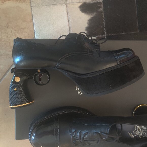 Versace 140MM Hurley Faux Leather Platform Boots